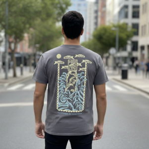 Washed Green with Blue and white T-Shirt