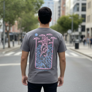 Washed Grey with Pink and Blue T-Shirt